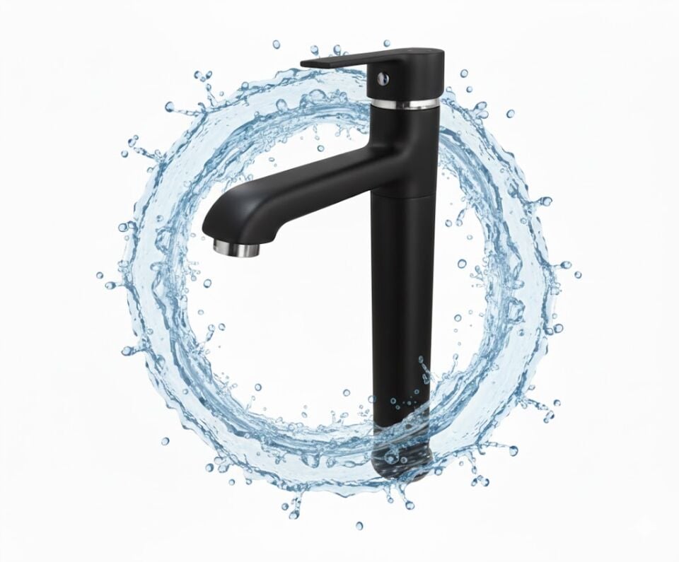 Meriç Prime Mat Siyah Çanak Lavabo Bataryası | Modern Yüksek Tasarım