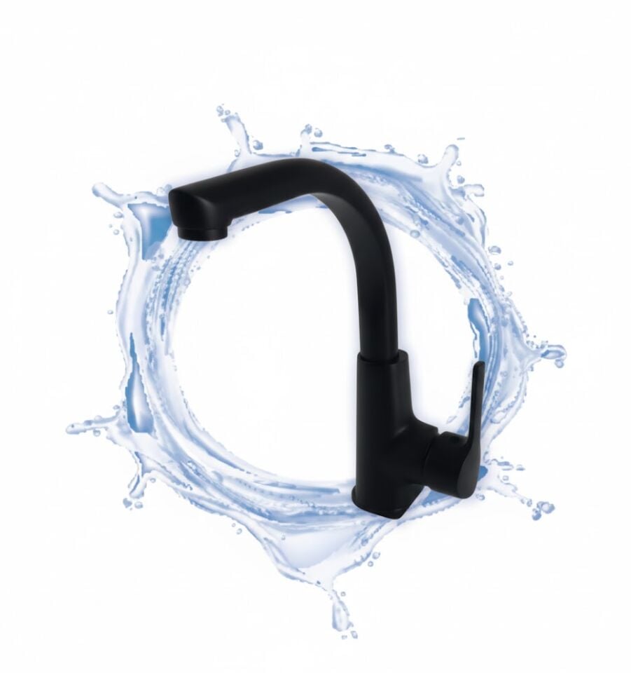 Fırat Elite Siyah Kuğu Lavabo Bataryası – Modern ve Zarif Tasarım