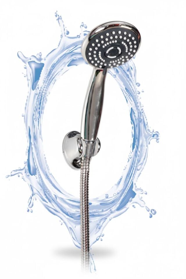 Gediz Mafsallı Duş Seti – Lüx Askı, Örgülü Spiral ve Fonksiyonlu El Duşu