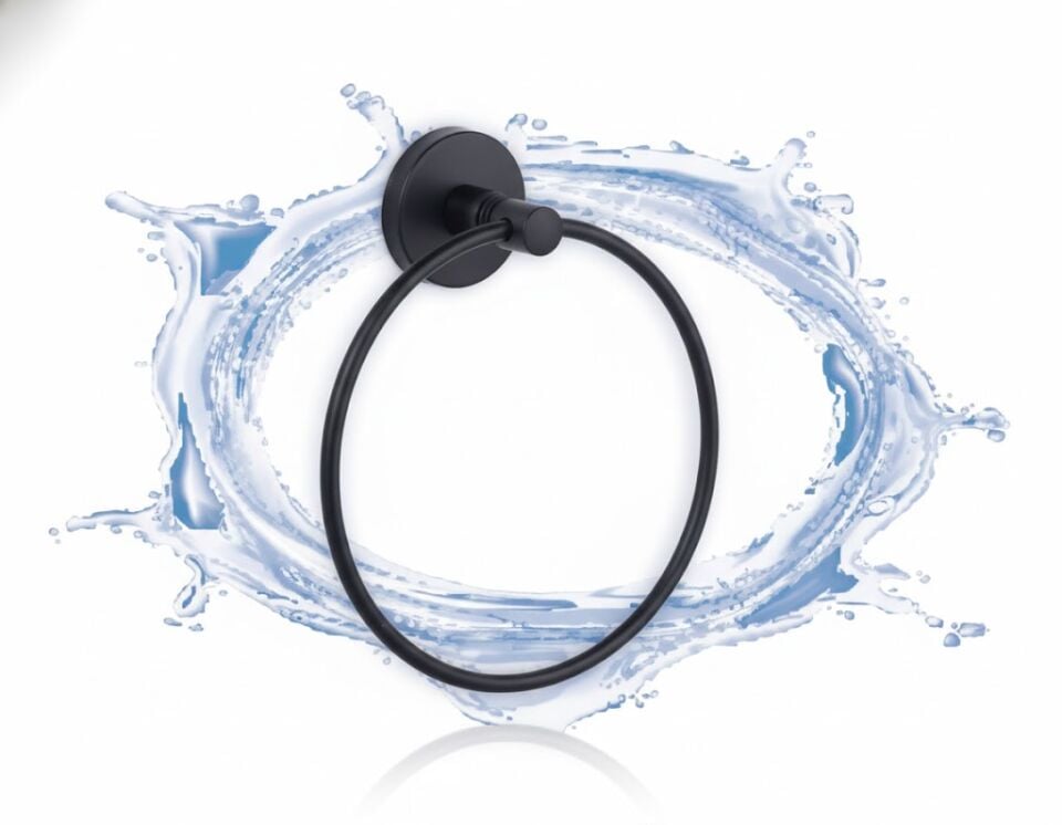 Gelibolu Siyah Yuvarlak Havluluk – Modern Banyo Aksesuarı