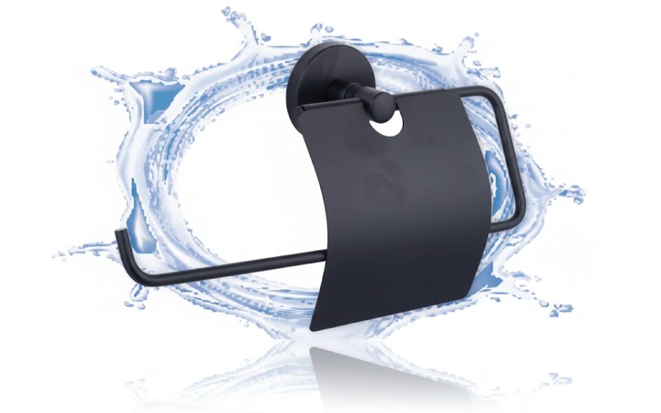 Gelibolu Siyah Kapaklı Kağıt Havluluk – Modern Banyo & WC Aksesuarı