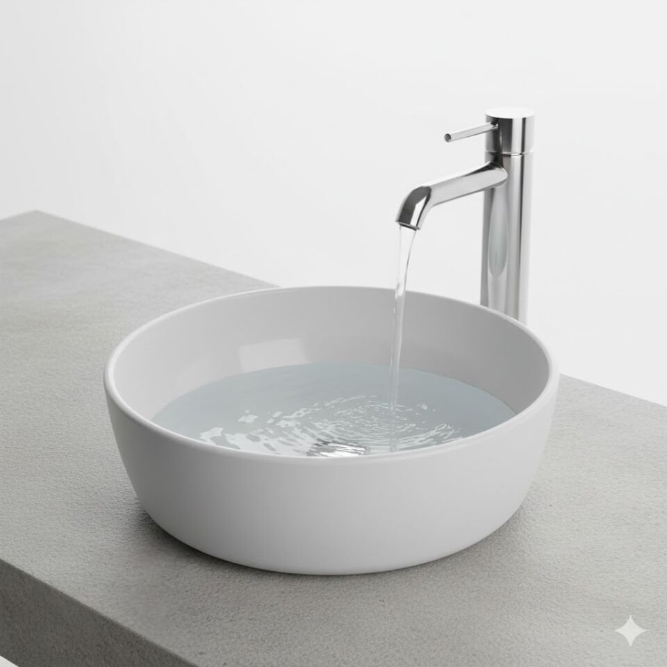 Turkuaz Cerastyle One Serisi Tezgâh Üstü Lavabo – Modern ve Şık Tasarım çap46cm
