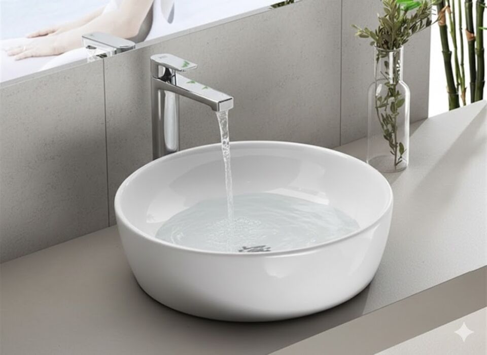 Turkuaz Cerastyle One Serisi Tezgâh Üstü Lavabo – Modern ve Şık Tasarım çap46cm