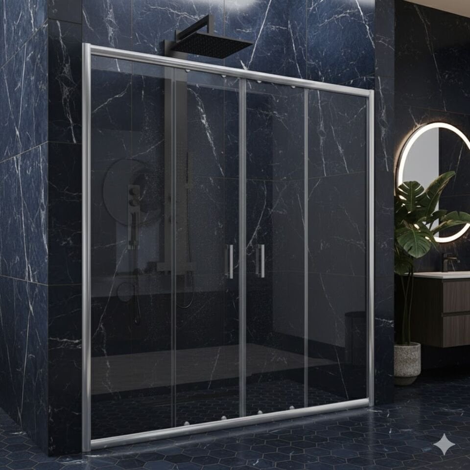 Süper Lüks İki Duvar Arası Duşakabin – Krom Profilli Model