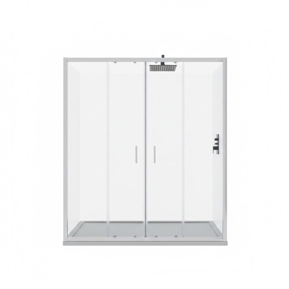 Süper Lüks İki Duvar Arası Duşakabin – Krom Profilli Model