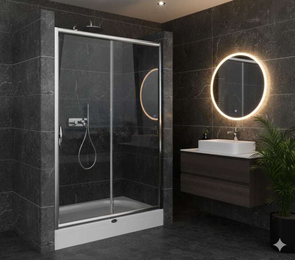 Bir Sabit Bir Açılır İki Duvar Arası Duşakabin