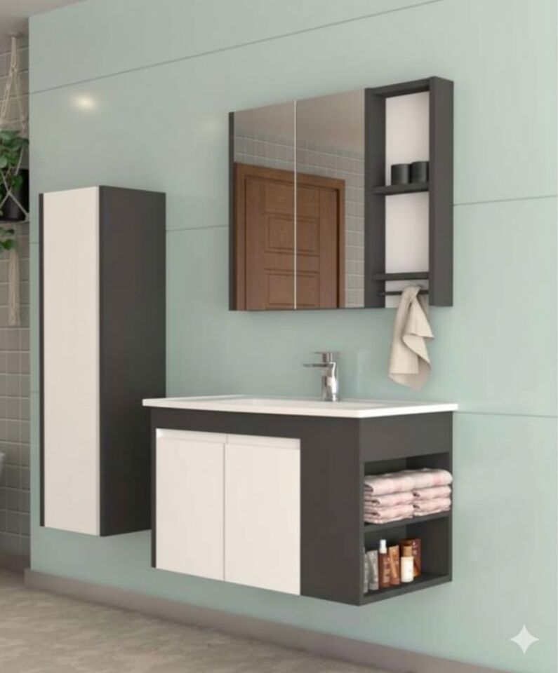 Lara 80 cm Lavabolu Banyo Dolabı | Modern Şık Tasarım (Boy Dolabı Dahil Değildir)