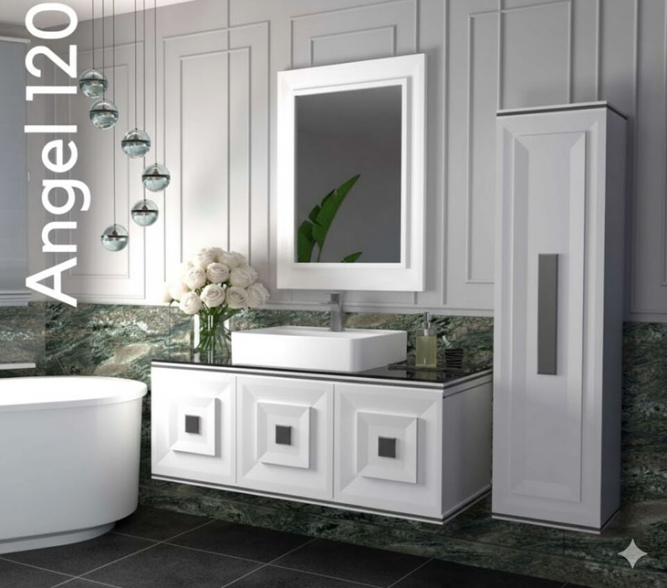 Angel 120 cm Lavabolu Banyo Dolabı | Premium Geniş Tasarım (Boy Dolabı Dahil Değildir)