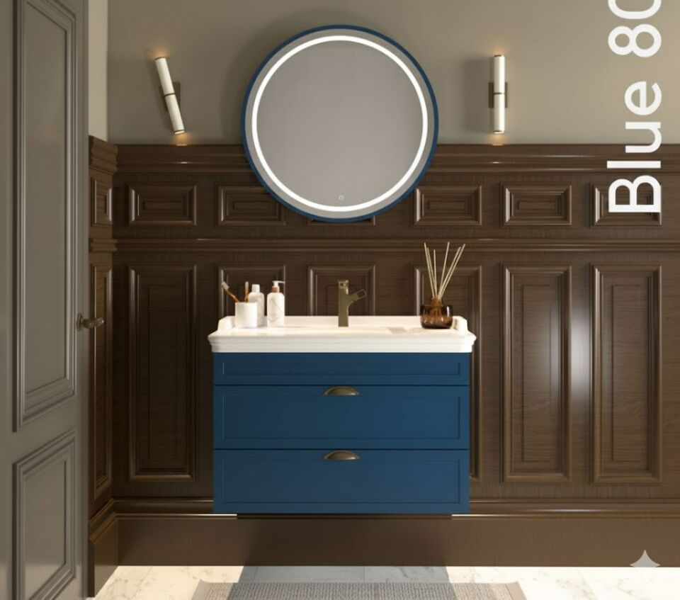 Blue 80 cm Lavabolu Banyo Dolabı | Modern ve Şık Tasarım
