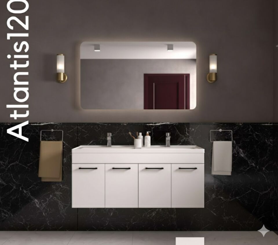 Atlantis 120 cm Lavabolu Banyo Dolabı | Geniş ve Modern Tasarım