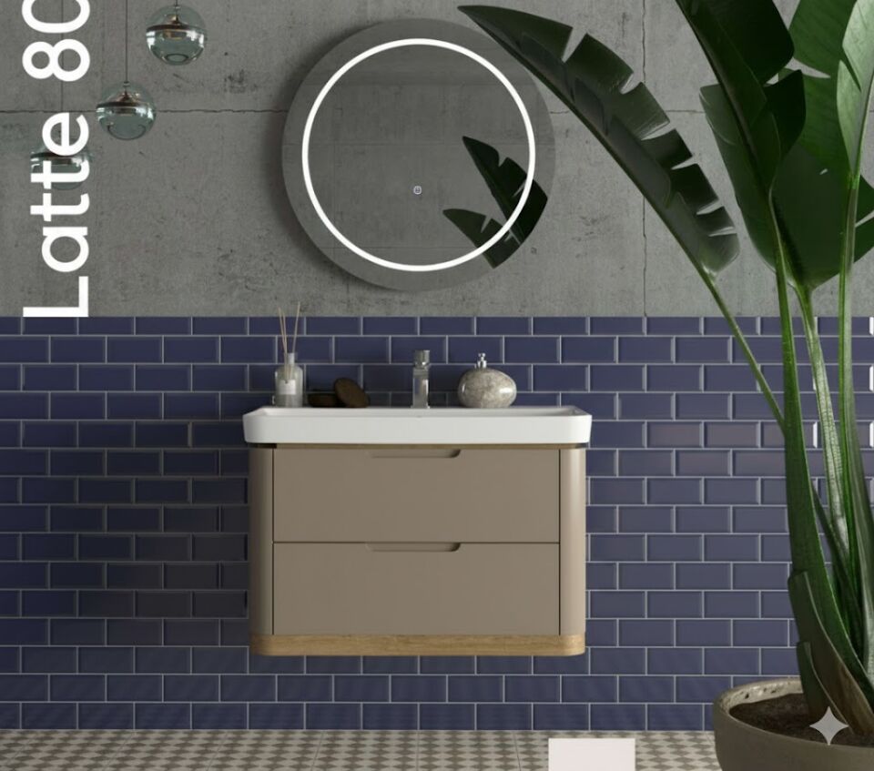 Latte 80 cm Lavabolu Banyo Dolabı | Modern ve Sıcak Tasarım