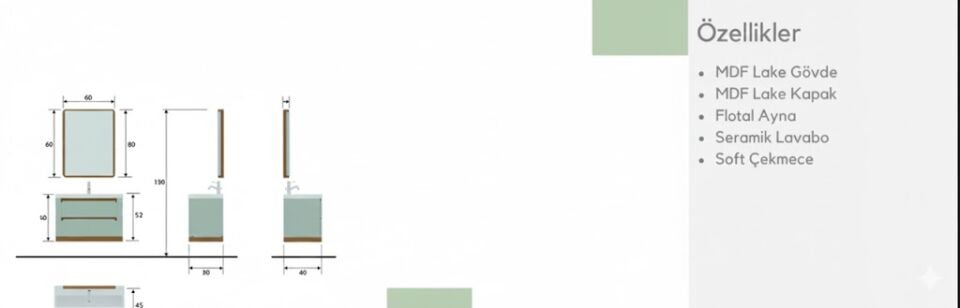 Bravo 80 cm Lavabolu Banyo Dolabı | Modern ve Kullanışlı Tasarım