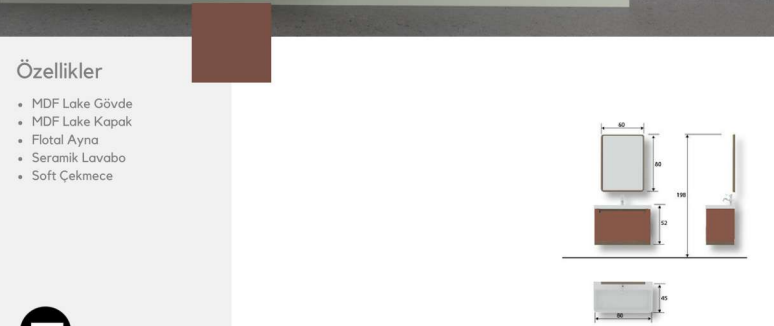 Kahire 80 cm Lavabolu Banyo Dolabı | Şık ve Zamansız Tasarım