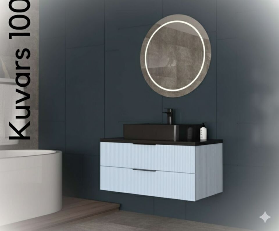 Kuvars 100 cm Lavabolu Banyo Dolabı | Geniş ve Modern Tasarım