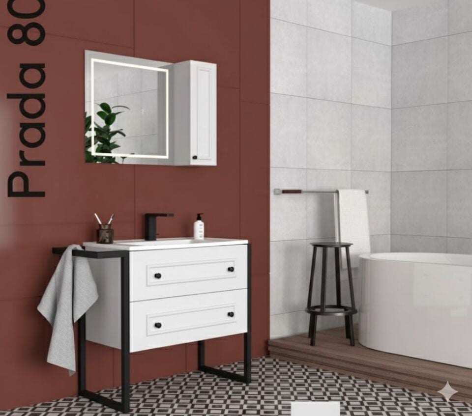 Prada 80 cm Lavabolu Banyo Dolabı | Modern ve Şık Tasarım