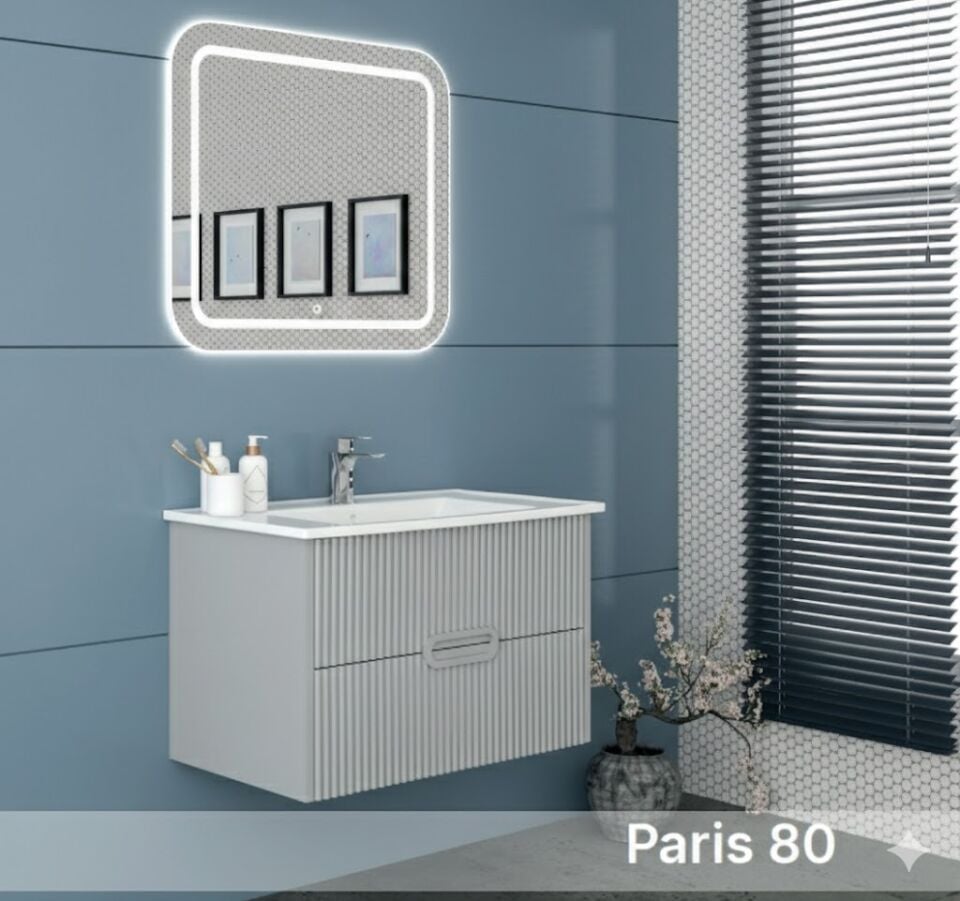 Paris 100 cm Lavabolu Banyo Dolabı | Şık ve Modern Tasarım
