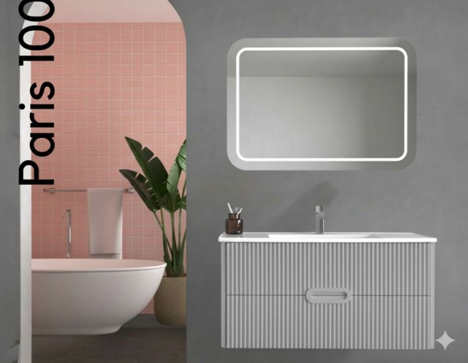 Paris 100 cm Lavabolu Banyo Dolabı | Şık ve Modern Tasarım