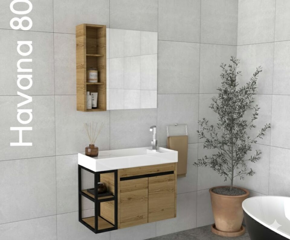 Havana 80 cm Lavabolu Banyo Dolabı | Modern (Boy Dolabı Dahil Değildir)