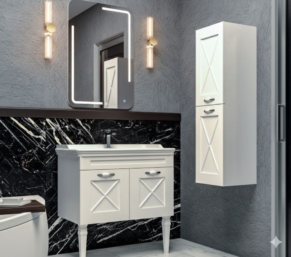 Sofya 80 cm Lavabolu Banyo Dolabı | Şık Tasarım (Boy Dolabı Dahil Değildir)