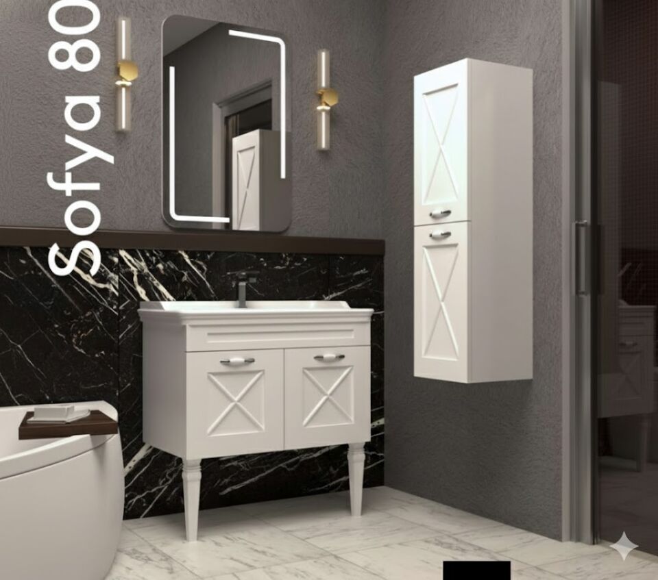 Sofya 80 cm Lavabolu Banyo Dolabı | Şık Tasarım (Boy Dolabı Dahil Değildir)