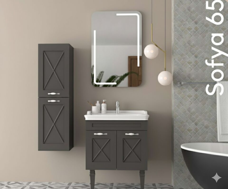 Sofya 65 cm Lavabolu Banyo Dolabı | Modern (Boy Dolabı Dahil Değildir)