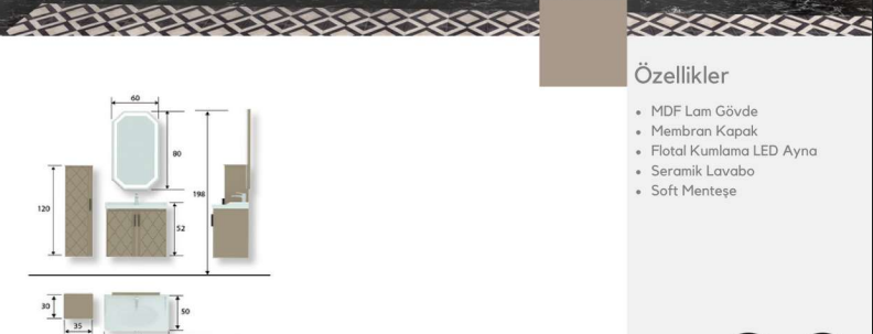 Star 80 cm Lavabolu Banyo Dolabı | Modern (Boy Dolabı Dahil Değildir)