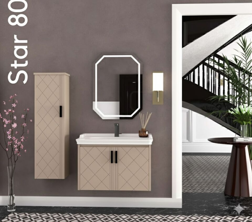 Star 80 cm Lavabolu Banyo Dolabı | Modern (Boy Dolabı Dahil Değildir)