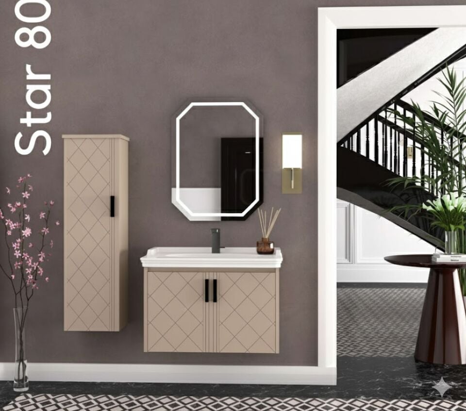 Star 80 cm Lavabolu Banyo Dolabı | Modern (Boy Dolabı Dahil Değildir)