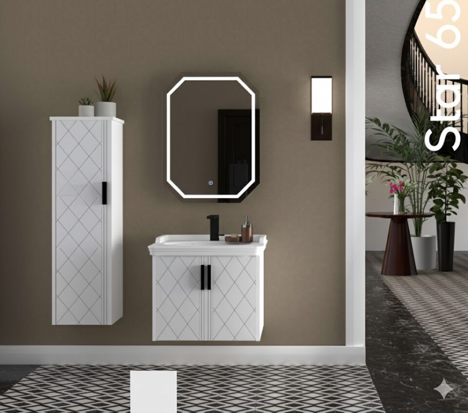 Star 65 cm Lavabolu Banyo Dolabı | Kompakt ve Modern Tasarım