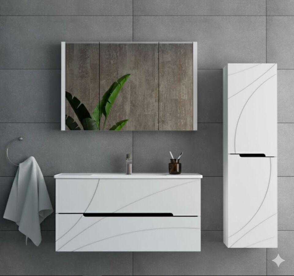 Lizbon 100 cm Lavabolu Banyo Dolabı | Geniş Modern Tasarım (Boy Dolabı Dahil Değildir)