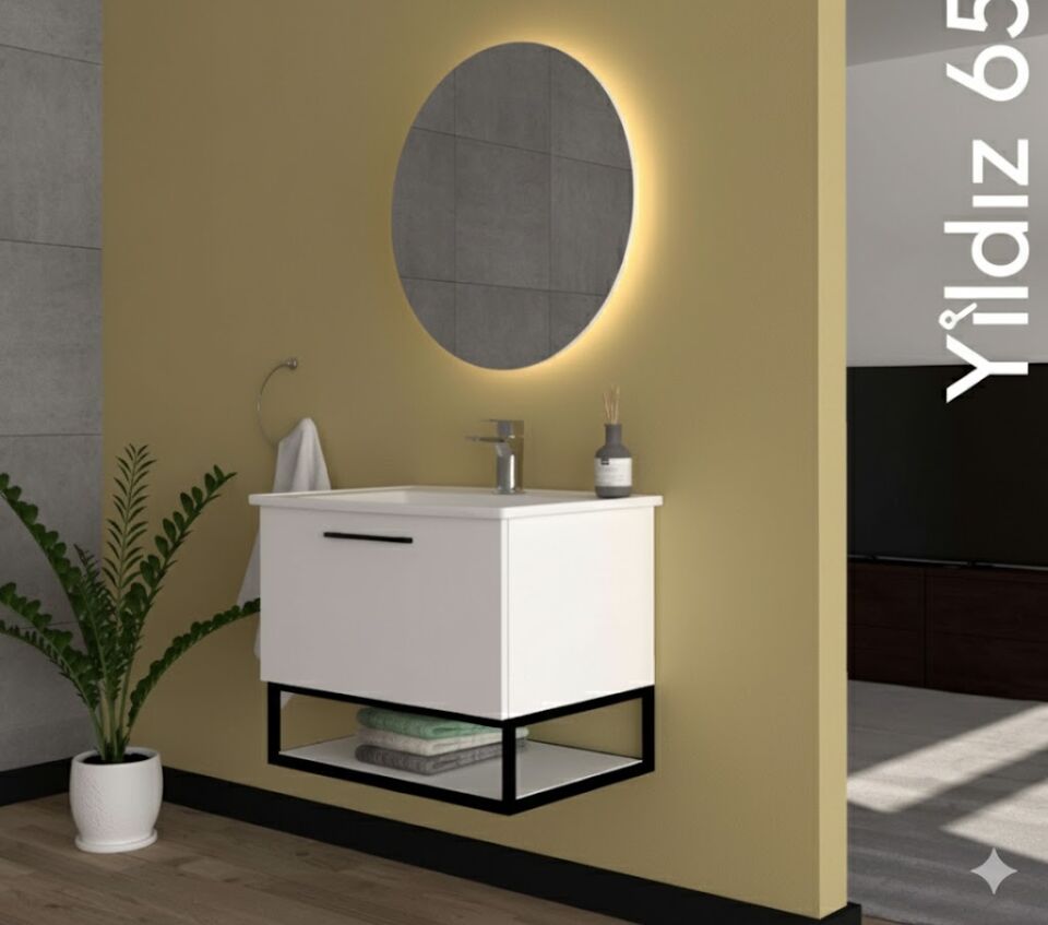 Yıldız 65 cm Lavabolu Banyo Dolabı | Kompakt ve Şık Tasarım