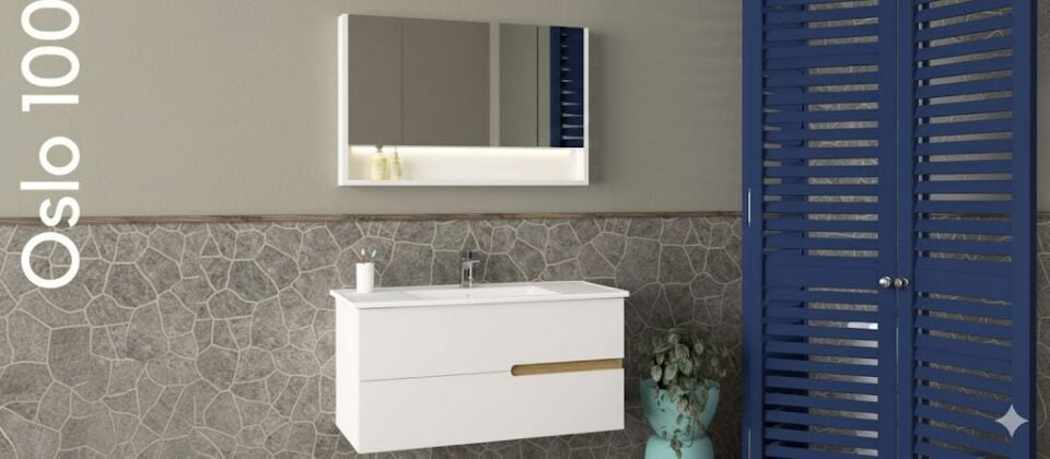 Oslo 100 cm Lavabolu Banyo Dolabı | Modern ve Geniş Tasarım