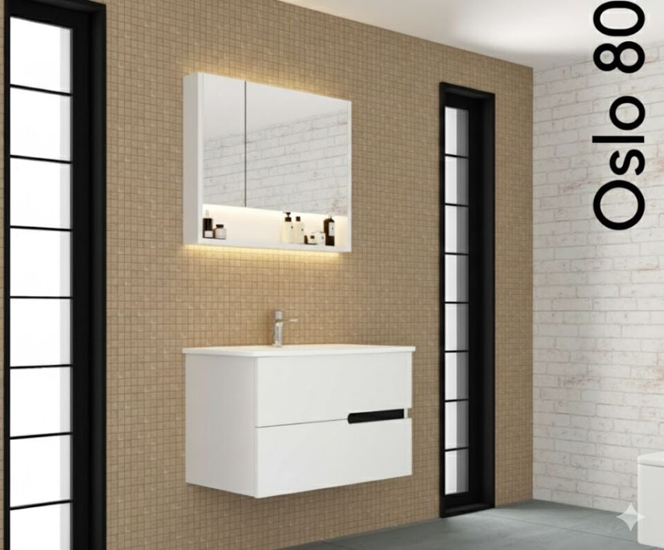 Oslo 80 cm Lavabolu Banyo Dolabı | Modern ve Fonksiyonel Tasarım