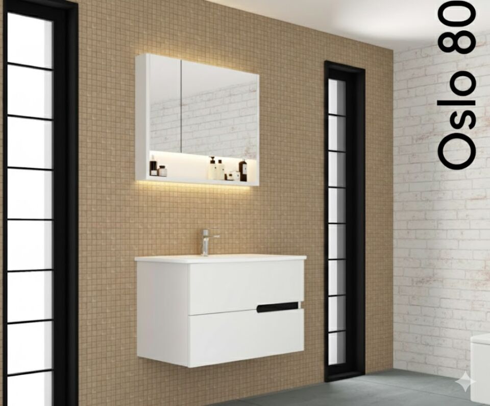 Oslo 80 cm Lavabolu Banyo Dolabı | Modern ve Fonksiyonel Tasarım