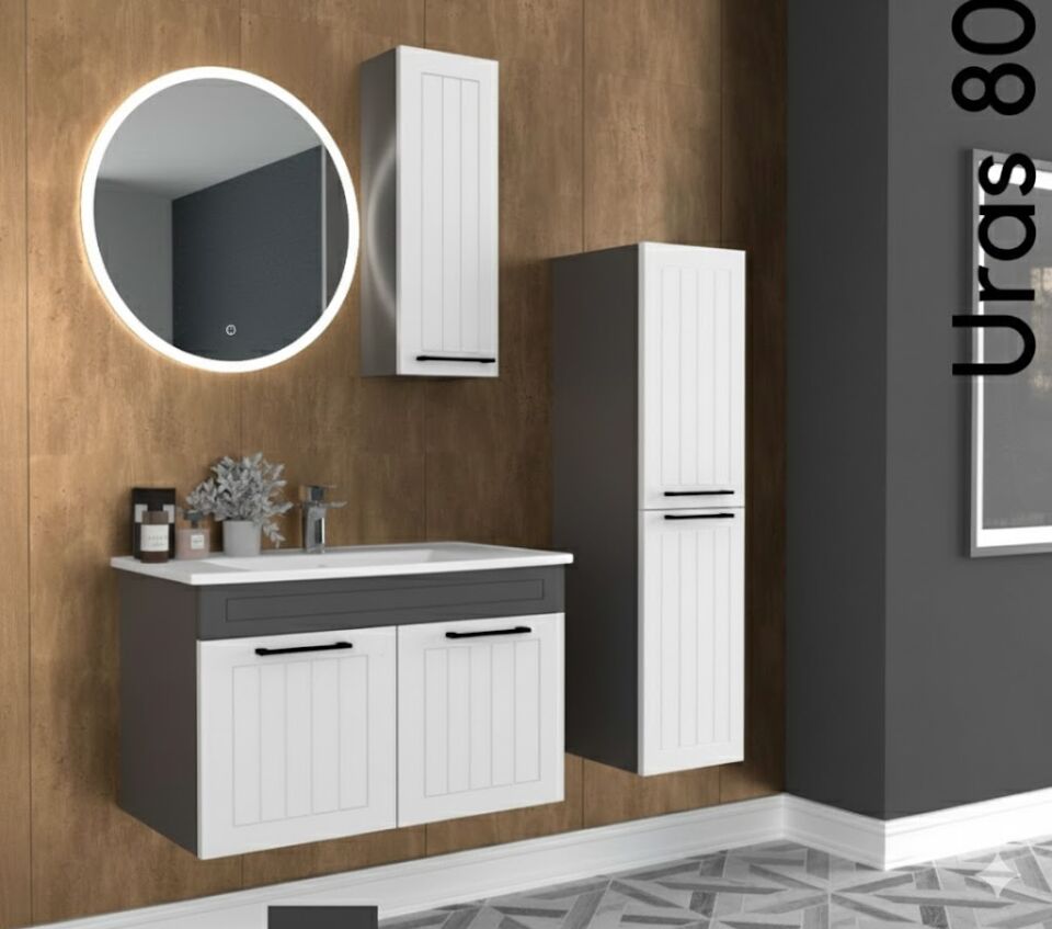 Uras 80 cm Lavabolu Banyo Dolabı | Modern (Boy Dolabı Dahil Değildir)