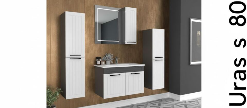 Uras 80 cm Lavabolu Banyo Dolabı | Modern (Boy Dolabı Dahil Değildir)
