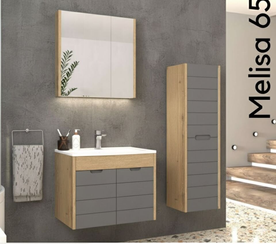 Melisa 65 cm Lavabolu Banyo Dolabı | Modern (Boy Dolabı Dahil Değildir)