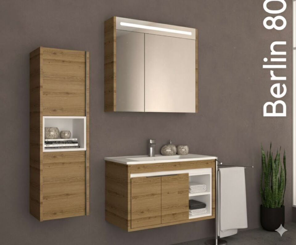 Berlin 100 cm Lavabolu Banyo Dolabı | Modern ve Güçlü Tasarım