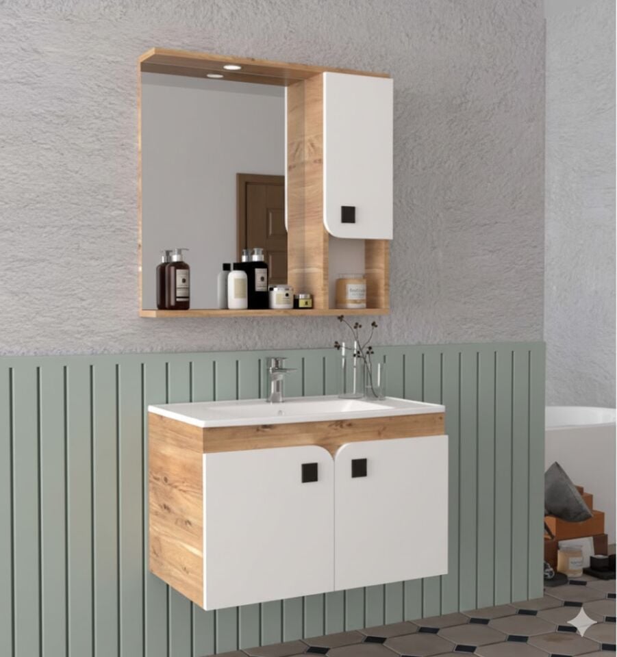 Deko 80 & 65 cm Lavabolu Banyo Dolabı | Modern ve Fonksiyonel Tasarım