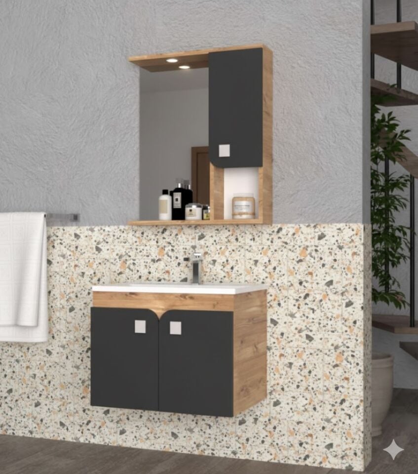 Deko 80cm Lavabolu Banyo Dolabı | Modern ve Fonksiyonel Tasarım