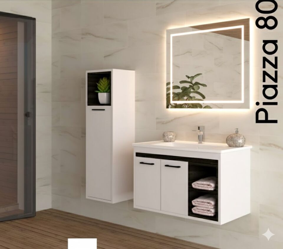Piazza 100 cm Lavabolu Banyo Dolabı | Modern ve Prestijli (Boy Dolabı Dahil Değildir)