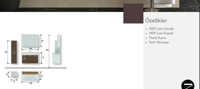 Elegan 100 cm Lavabolu Banyo Dolabı | Şık ve Prestijli (Boy Dolabı Dahil Değildir)