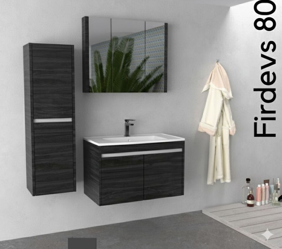 Firdevs 80 cm Lavabolu Banyo Dolabı | Modern Tasarım (Boy Dolabı Dahil Değildir)