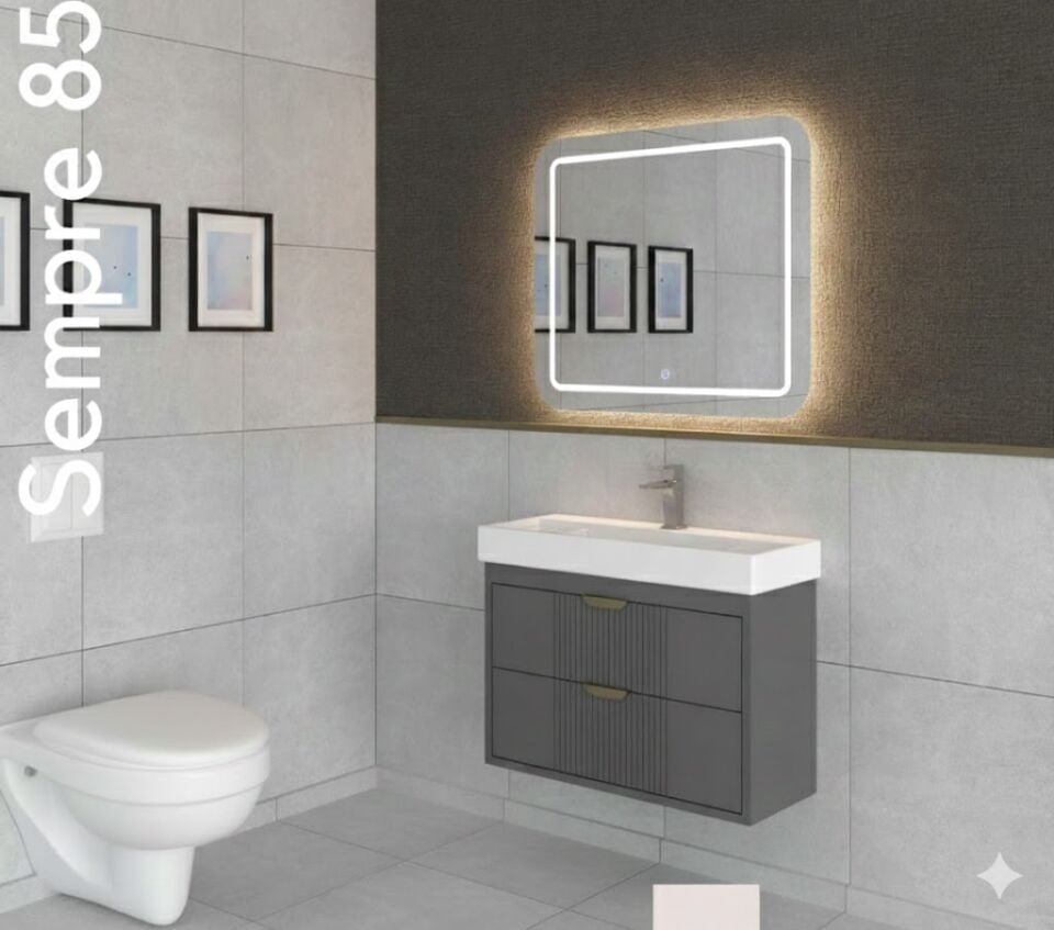 Sempre Serisi Lavabolu Banyo Dolabı | Şık ve Modern Tasarım