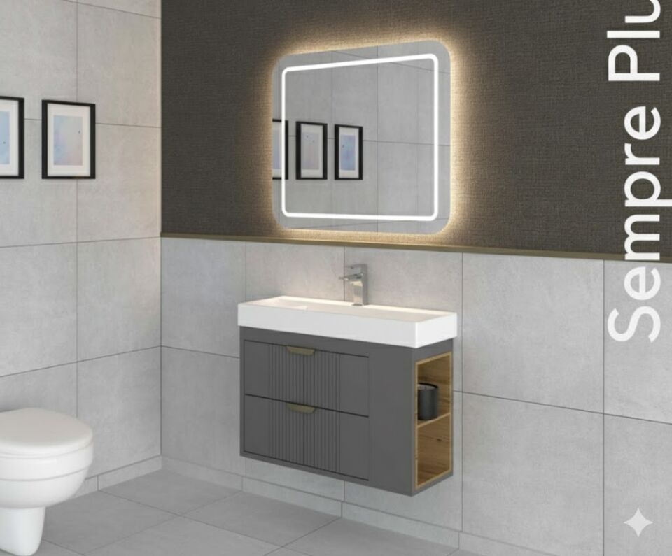 Sempre Serisi Lavabolu Banyo Dolabı | Şık ve Modern Tasarım