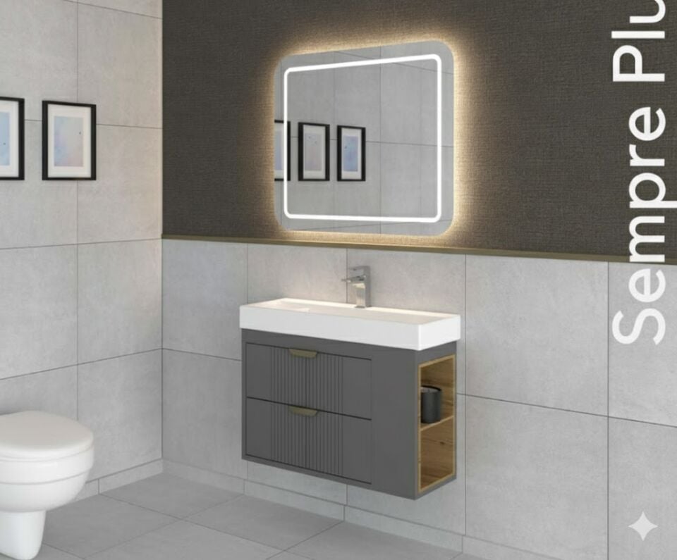 Sempre Serisi Lavabolu Banyo Dolabı | Şık ve Modern Tasarım