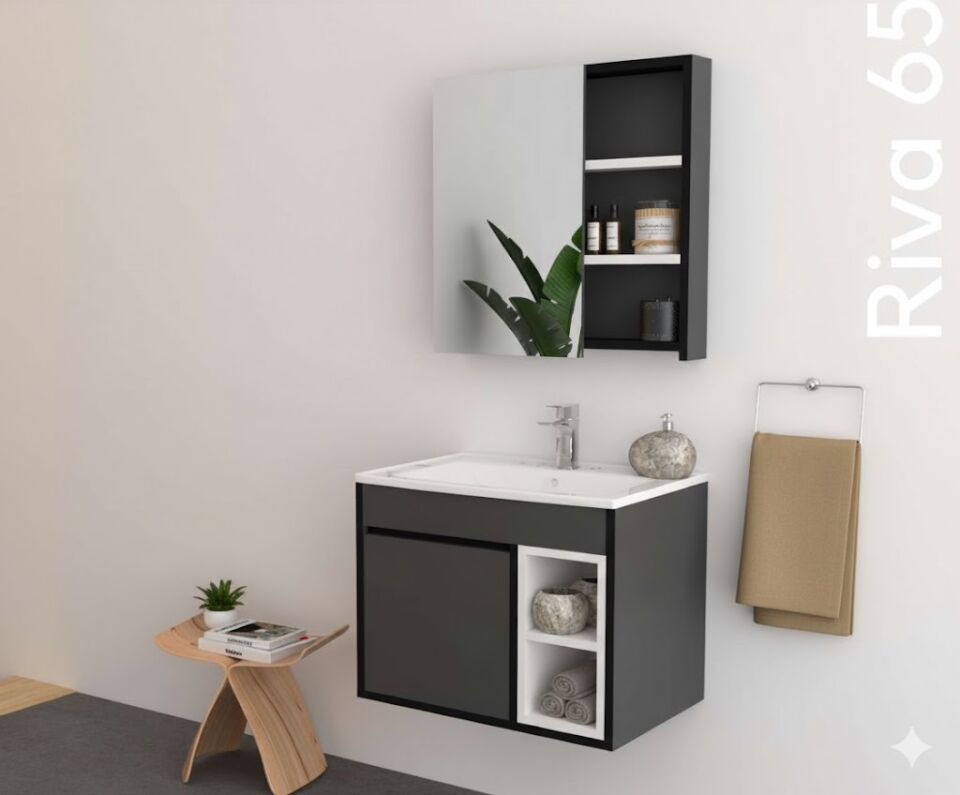 Riva 65 cm Lavabolu Banyo Dolabı | Kompakt ve Modern Tasarım