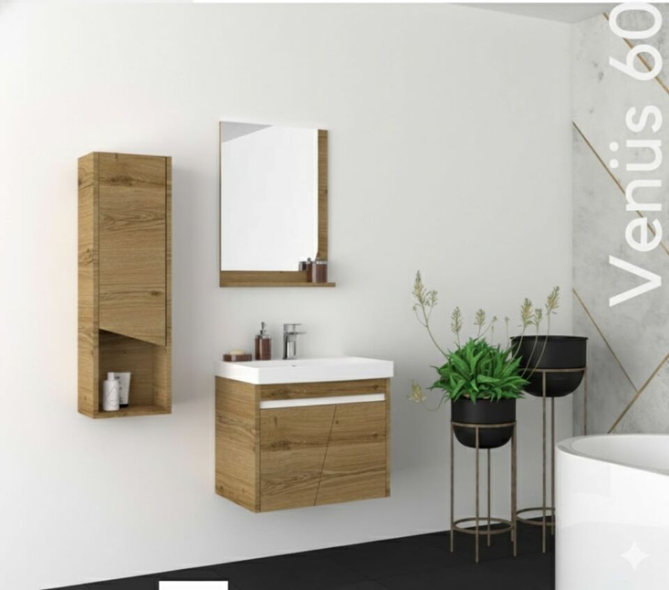 Venüs 60 cm Lavabolu Banyo Dolabı | Zarif ve Kompakt Tasarım