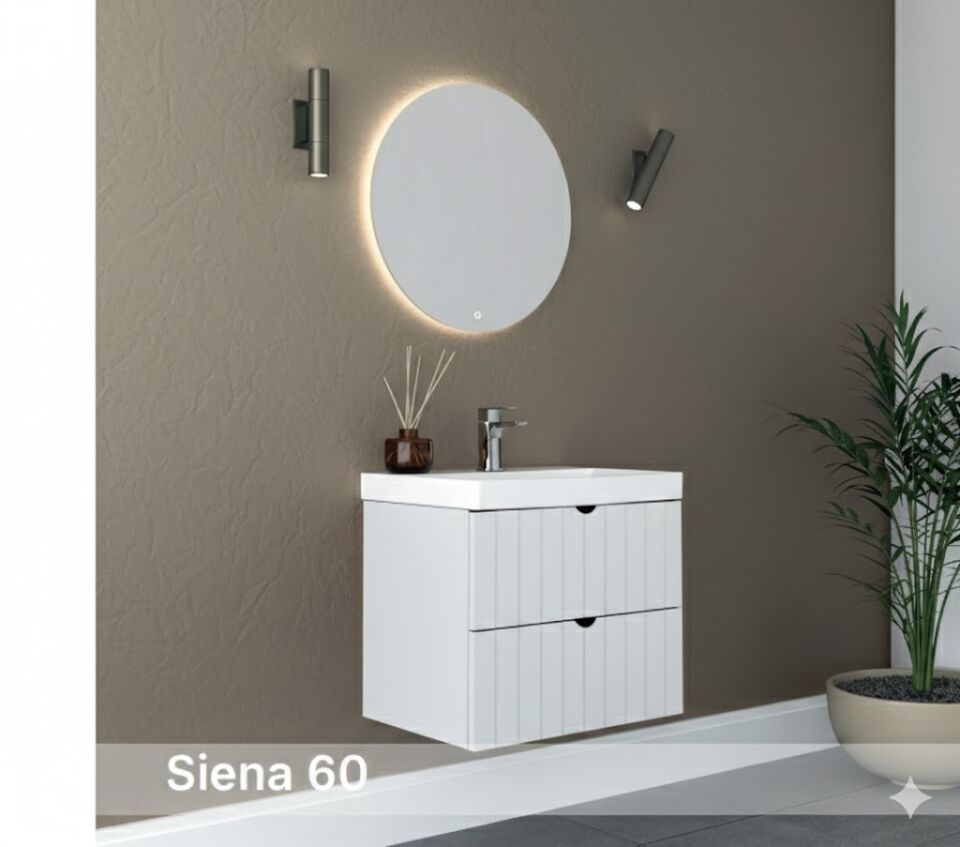 Siena 60 cm Lavabolu Banyo Dolabı | Şık ve Kompakt Tasarım