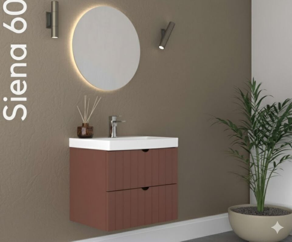 Siena 60 cm Lavabolu Banyo Dolabı | Şık ve Kompakt Tasarım